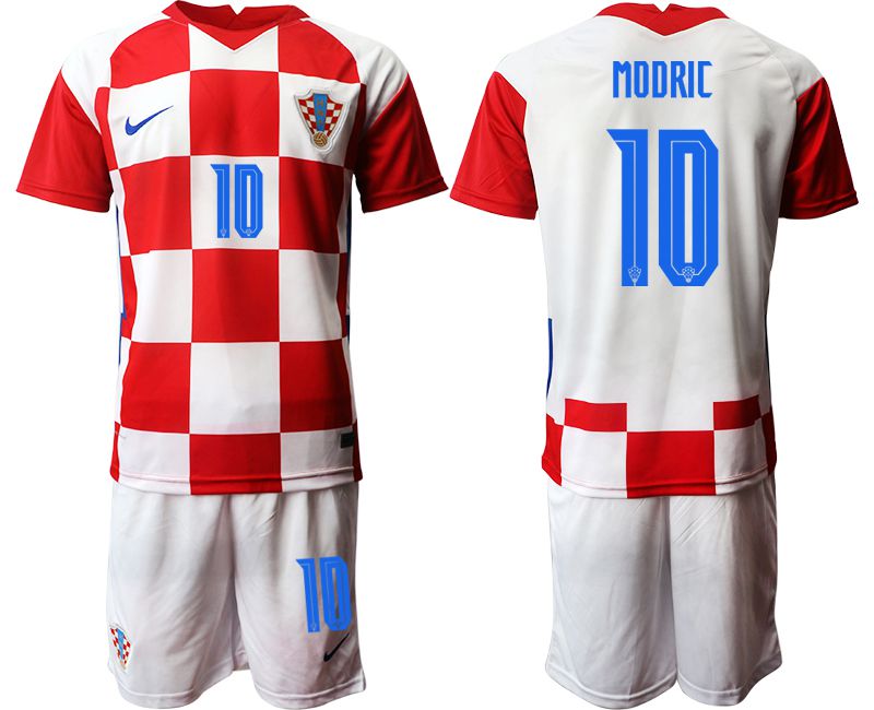 Men 2020-2021 European Cup Croatia home red #10 Nike Soccer Jersey->customized soccer jersey->Custom Jersey